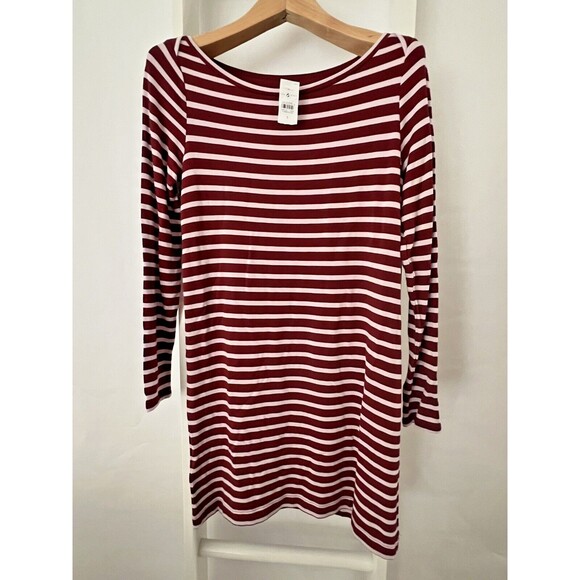 Lou & Gray Dress Womens Small Red Pink Stripe Long Sleeve Knee Length Knit NEW - Picture 1 of 13